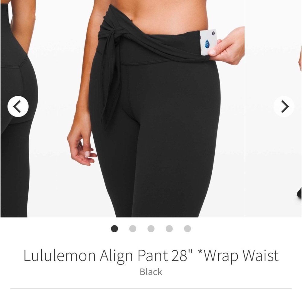 lululemon athletica Black Align Pant 28" with Wrap Waist